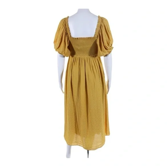 Hatch Elia Yellow Puff Sleeve Smocked Maternity Midi Dress Size L NWT - Picture 11 of 14
